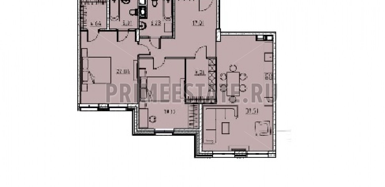 ЖК "Манхэттен" — квартира  Евротрешка площадью 120,51 кв.м. в клубном доме "Манхэттен" (фото 1)